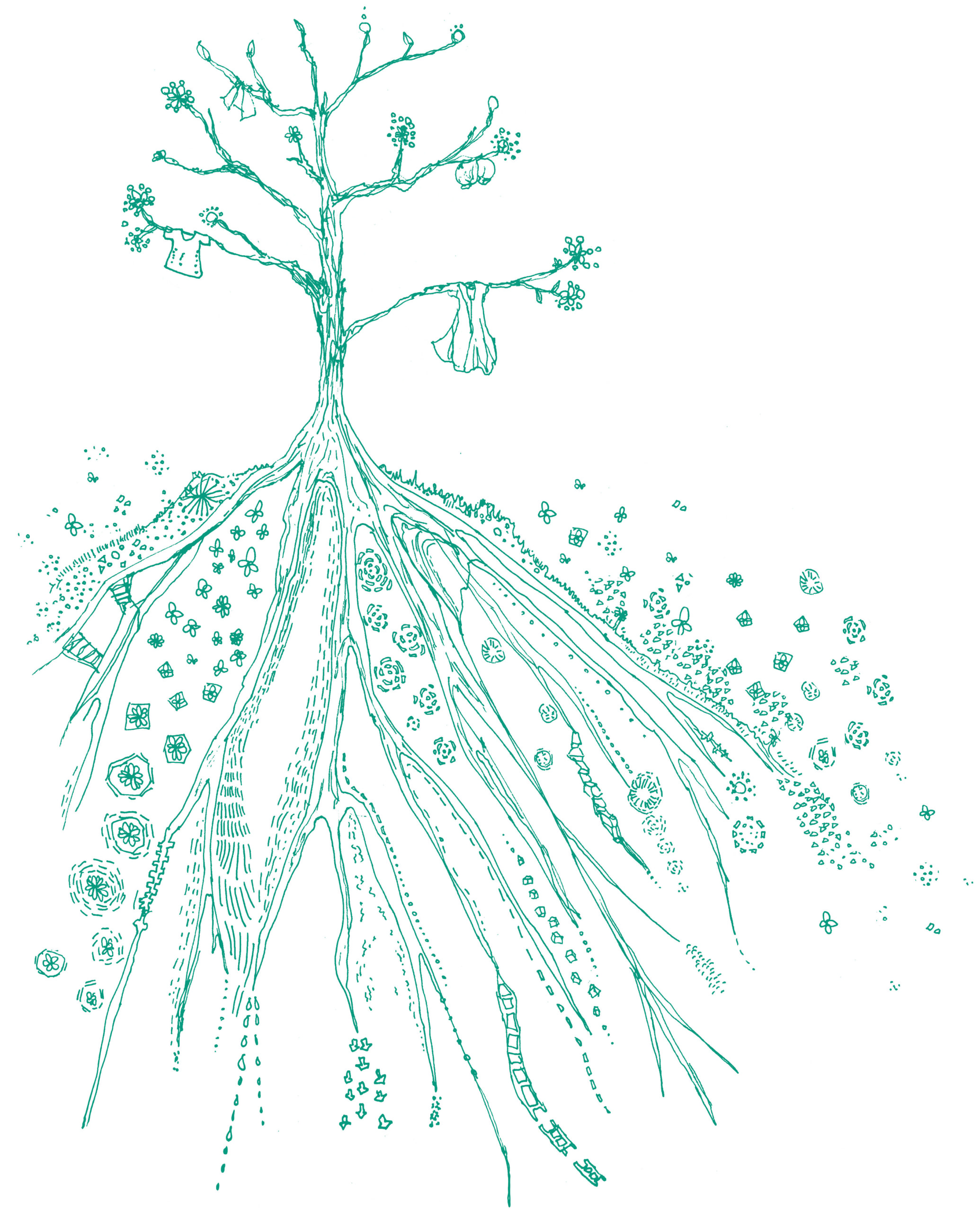 illustration of a tree with items attached to its branches